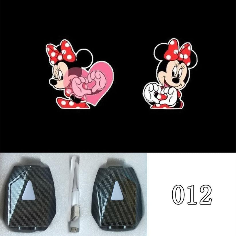 Car Welcome Light Cute Character Dynamic Projection Lamp Car Supplies 2 Pieces