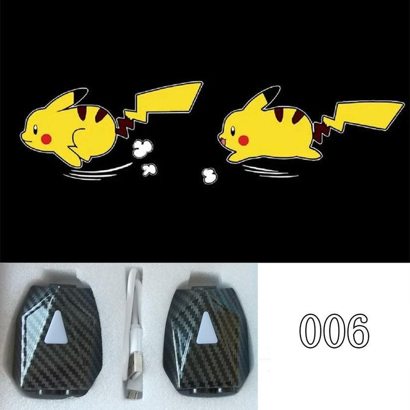 Car Welcome Light Cute Character Dynamic Projection Lamp Car Supplies 2 Pieces