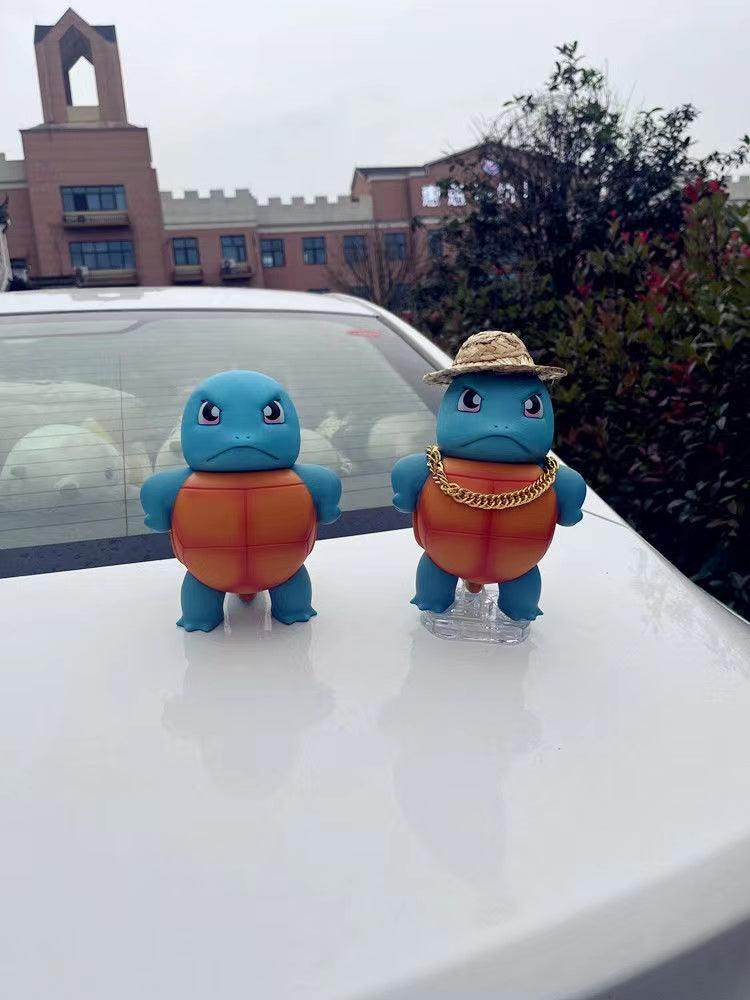 Car decoration, 17cm tall, cute Squirtle creative car decoration, roof Squirtle tail doll pendant