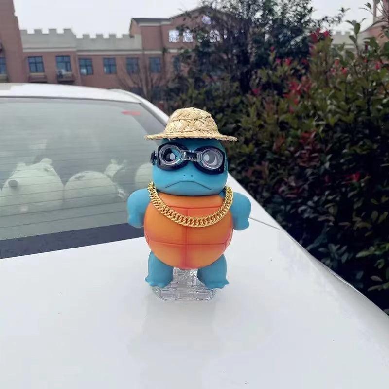 Car decoration, 17cm tall, cute Squirtle creative car decoration, roof Squirtle tail doll pendant
