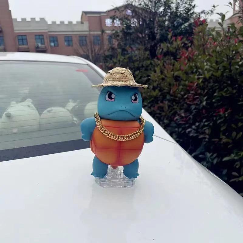 Car decoration, 17cm tall, cute Squirtle creative car decoration, roof Squirtle tail doll pendant