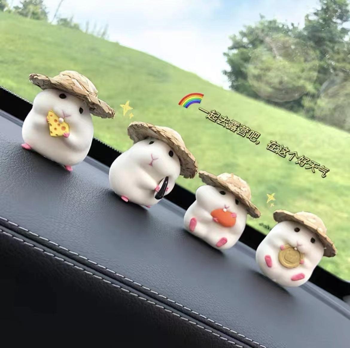 Hamster Toy Car Ornaments | 6.5x4cm Cute Hamster Ornament Resin Figure Decoration for Car Dashboard