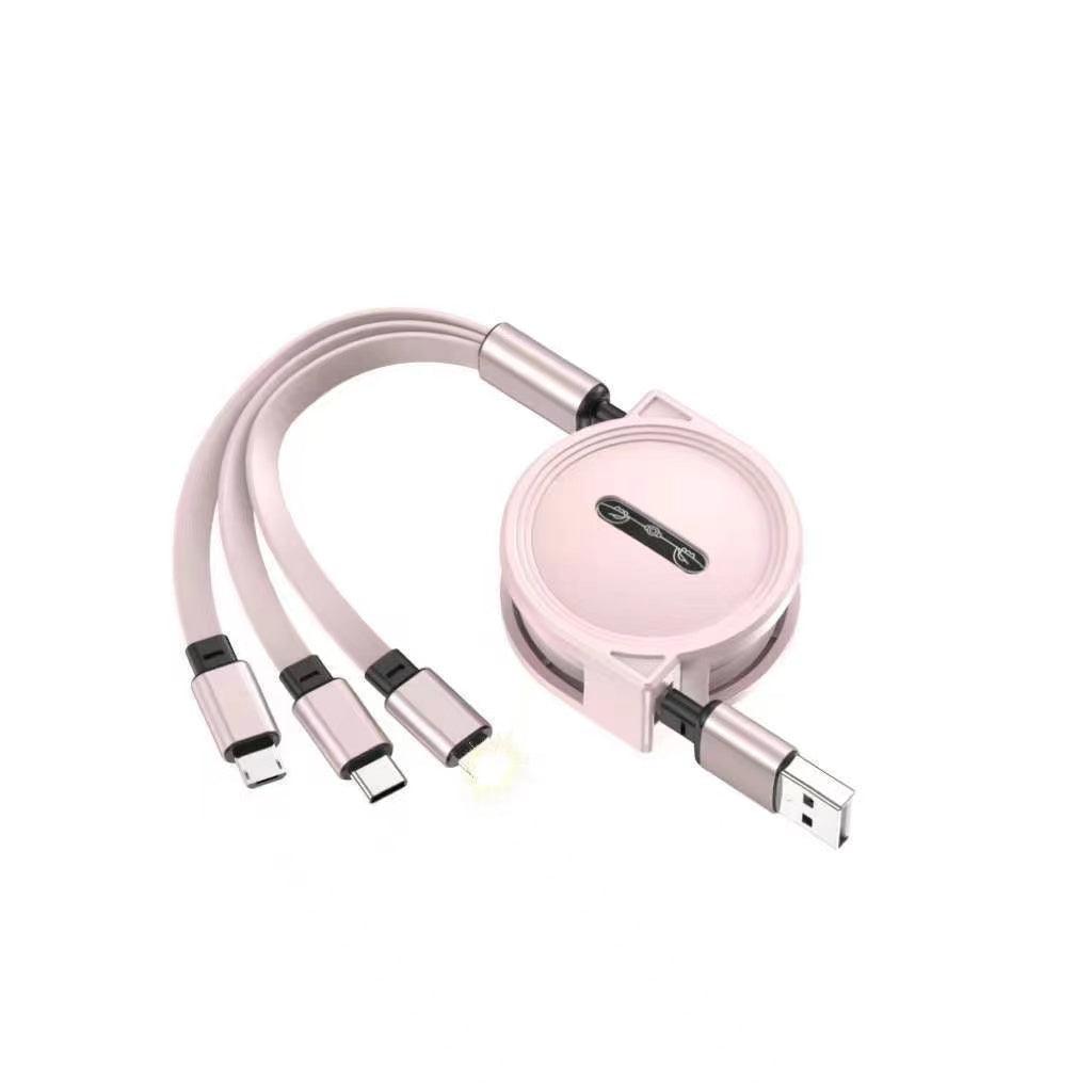 最新バージョン ライトニングケーブル 巻き取り 七色選択 1.2m 延長コード 五段階調節 iPhone/Micro USB/Type-C 対応 iPhone 3A急速充電 高速データ転送 & Android Micro USB Type-C 同時給電可