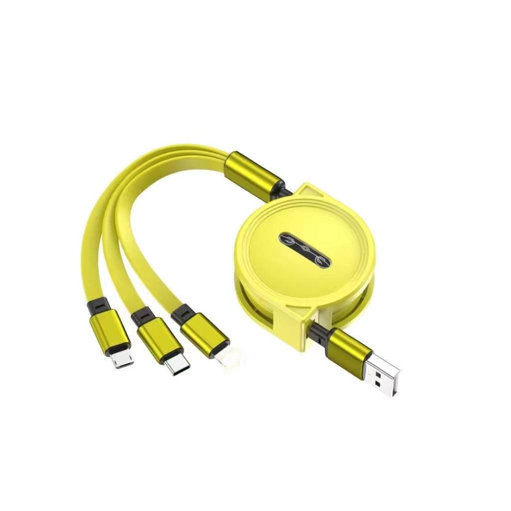 最新バージョン ライトニングケーブル 巻き取り 七色選択 1.2m 延長コード 五段階調節 iPhone/Micro USB/Type-C 対応 iPhone 3A急速充電 高速データ転送 & Android Micro USB Type-C 同時給電可