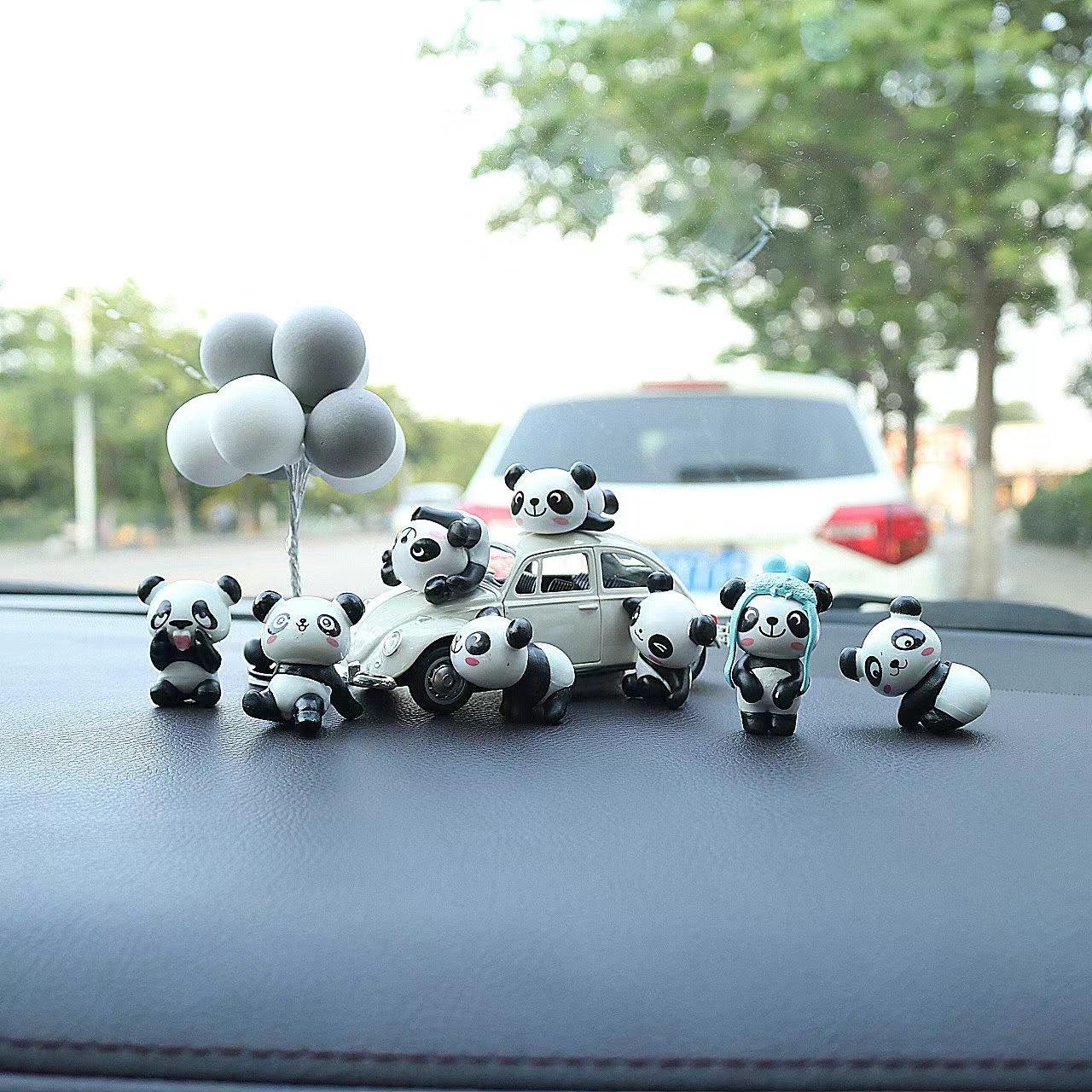 Car decorations | Stand, panda, car mount, car interior decoration, cute, ornaments, accessories, original, set of 8