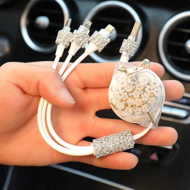 Multi-function car charging cable | 3-in-1, Android, Lightning, Type-C port, wide compatibility, convenient, multi-purpose