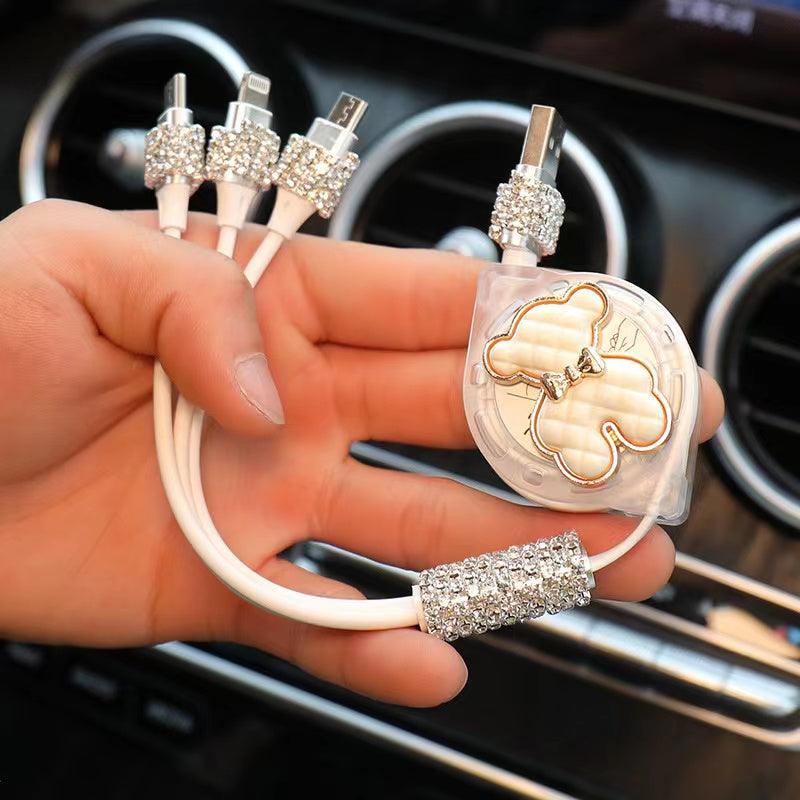 Multi-function car charging cable | 3-in-1, Android, Lightning, Type-C port, wide compatibility, convenient, multi-purpose