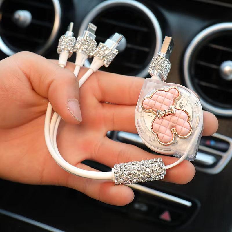 Multi-function car charging cable | 3-in-1, Android, Lightning, Type-C port, wide compatibility, convenient, multi-purpose