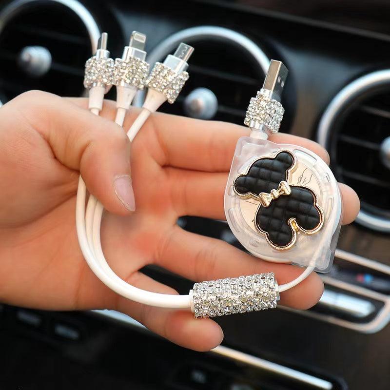 Multi-function car charging cable | 3-in-1, Android, Lightning, Type-C port, wide compatibility, convenient, multi-purpose
