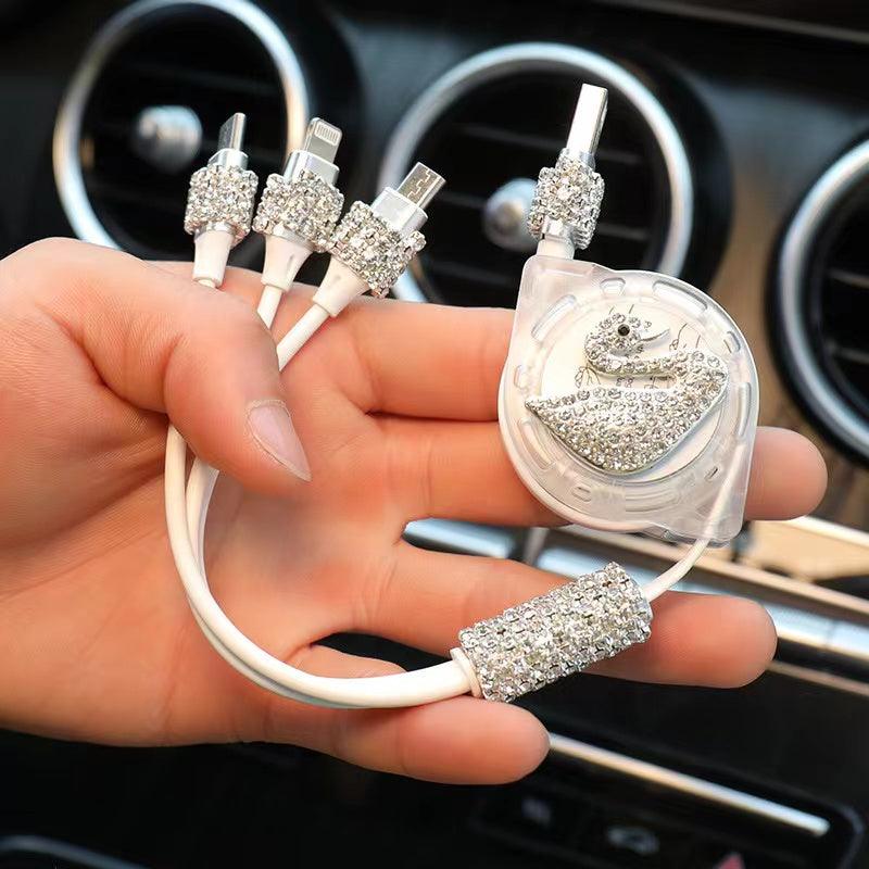 Multi-function car charging cable | 3-in-1, Android, Lightning, Type-C port, wide compatibility, convenient, multi-purpose