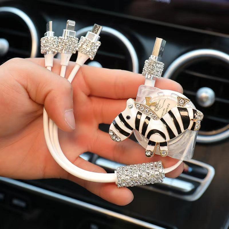 Multi-function car charging cable | 3-in-1, Android, Lightning, Type-C port, wide compatibility, convenient, multi-purpose