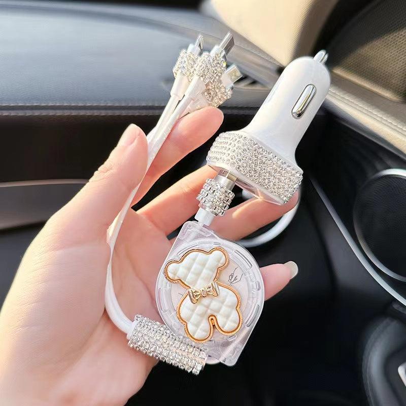 Multi-function car charging cable | 3-in-1, Android, Lightning, Type-C port, wide compatibility, convenient, multi-purpose