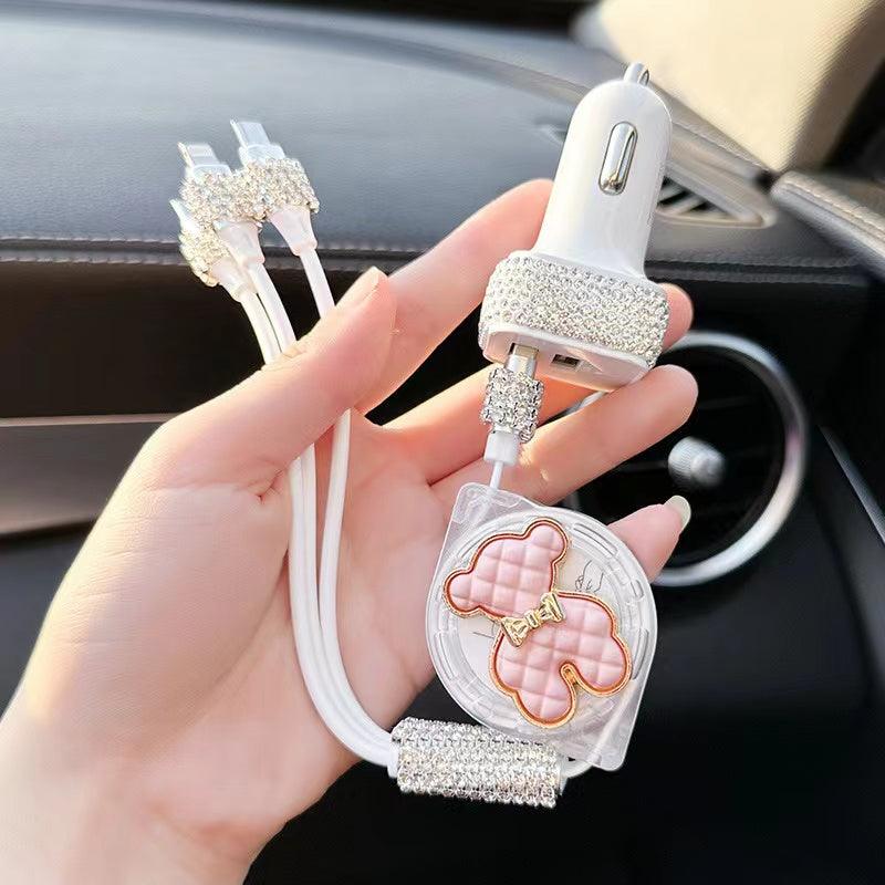 Multi-function car charging cable | 3-in-1, Android, Lightning, Type-C port, wide compatibility, convenient, multi-purpose