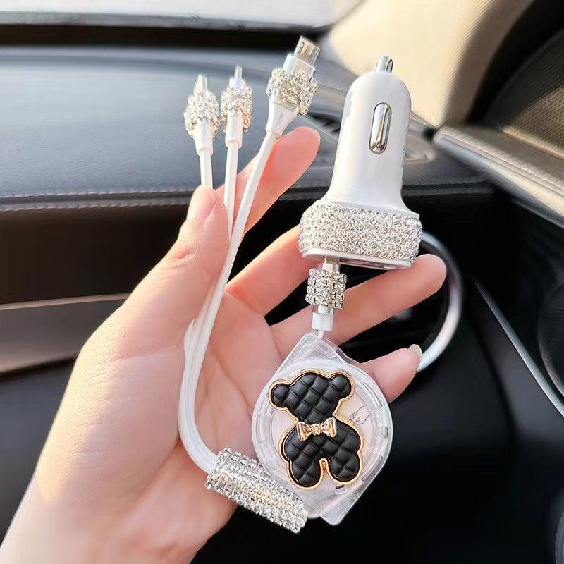 Multi-function car charging cable | 3-in-1, Android, Lightning, Type-C port, wide compatibility, convenient, multi-purpose