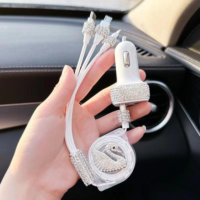 Multi-function car charging cable | 3-in-1, Android, Lightning, Type-C port, wide compatibility, convenient, multi-purpose