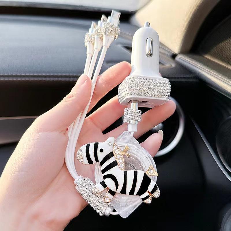 Multi-function car charging cable | 3-in-1, Android, Lightning, Type-C port, wide compatibility, convenient, multi-purpose