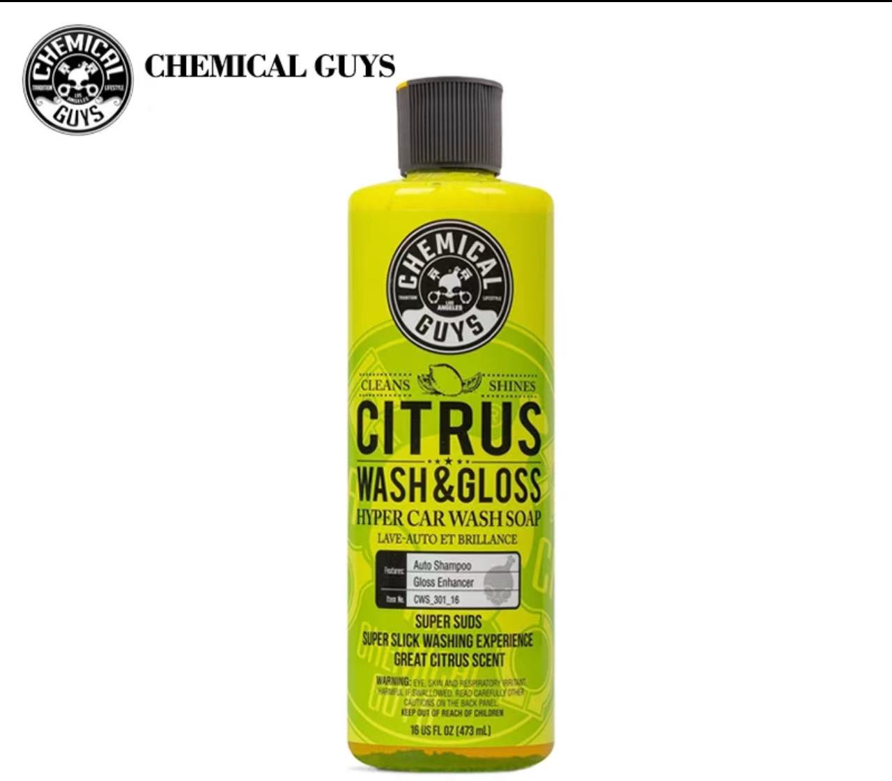 Chemical Guys Car Wash Liquid Citrus Gloss Pre-Wash Powerful Stain Remover Foam Car Wash Liquid for Motorcycles and Cars