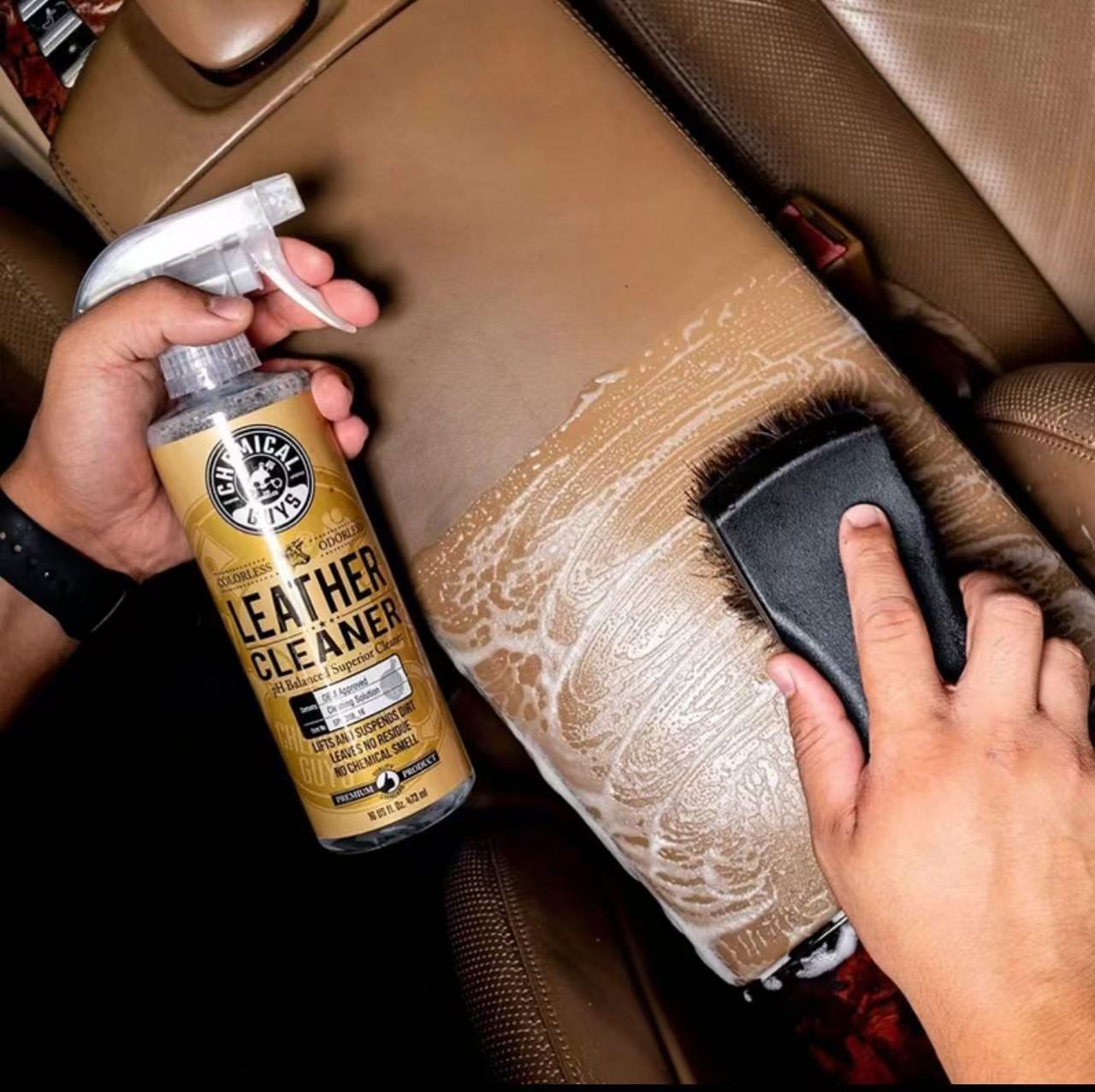 Chemical Guys Neutral Leather Cleaner for Car Interiors Napa Leather Seat Cleaner Powerful Stain Remover & Refresher