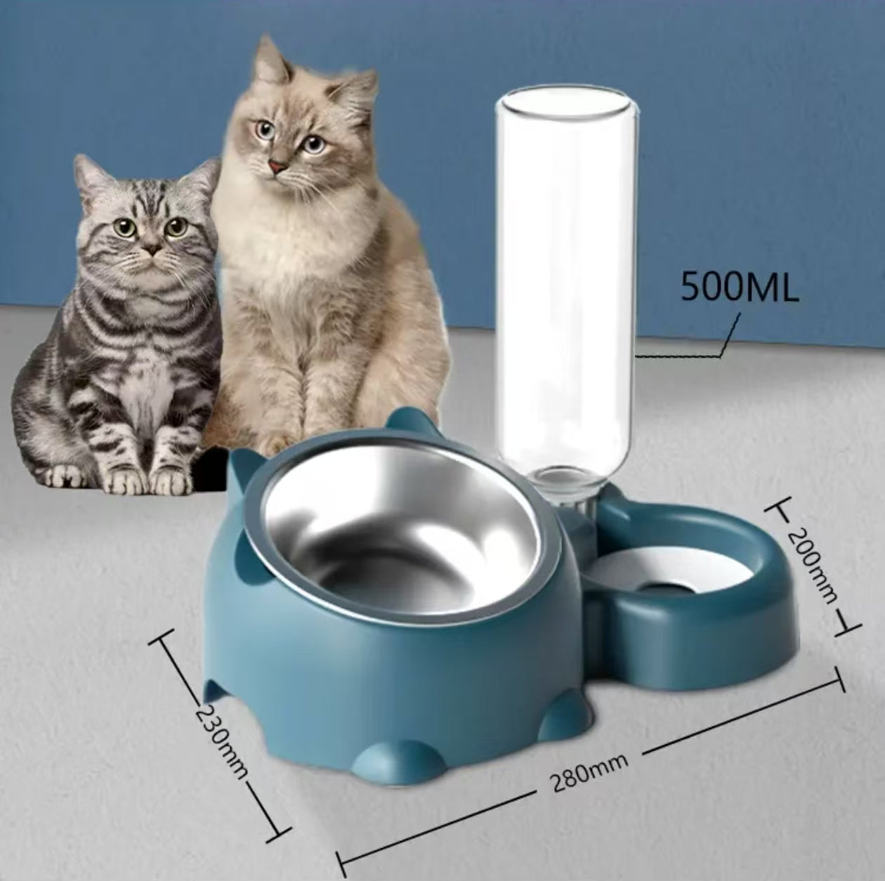 ステンレス猫用ダブルボウル | 自動給水器付き犬用ボウル、ペット用食器