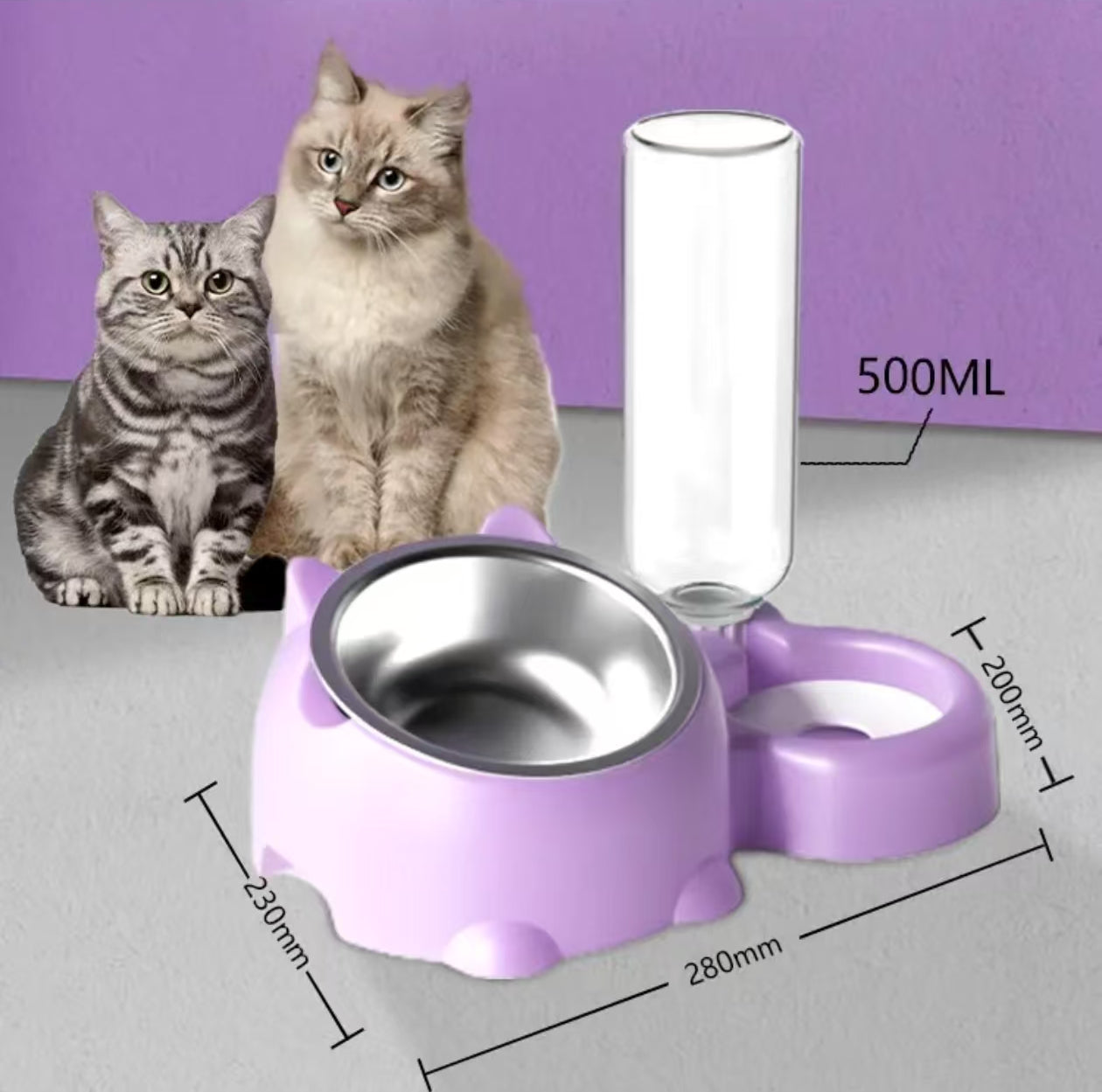 ステンレス猫用ダブルボウル | 自動給水器付き犬用ボウル、ペット用食器