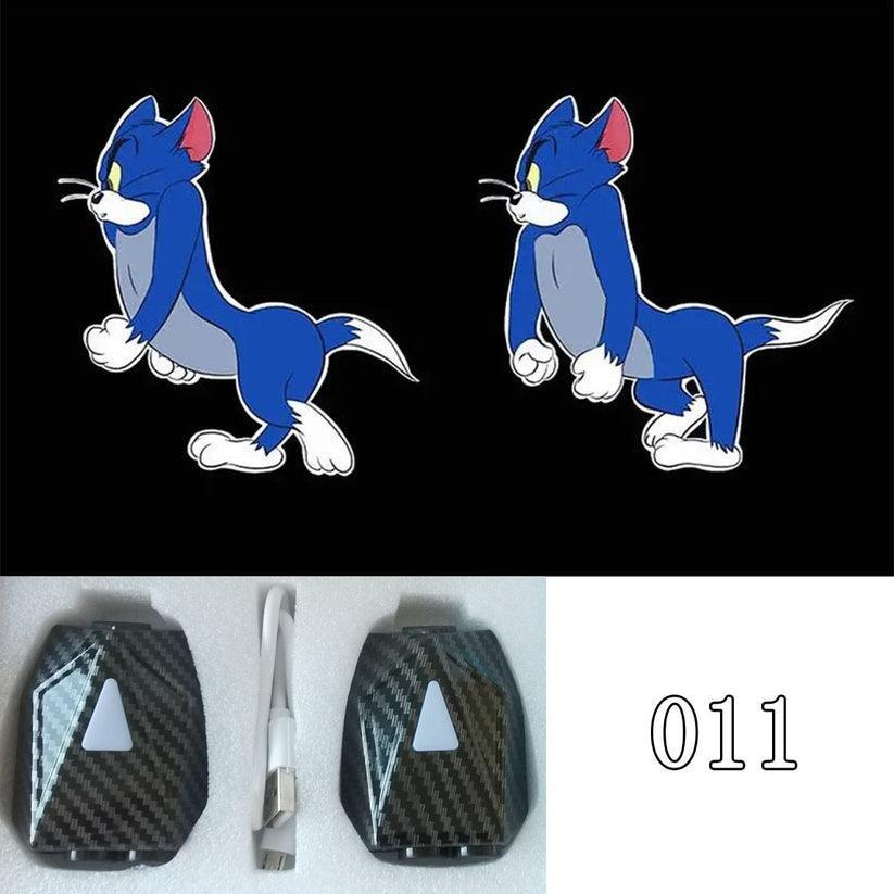 Car Welcome Light Cute Character Dynamic Projection Lamp Car Supplies 2 Pieces