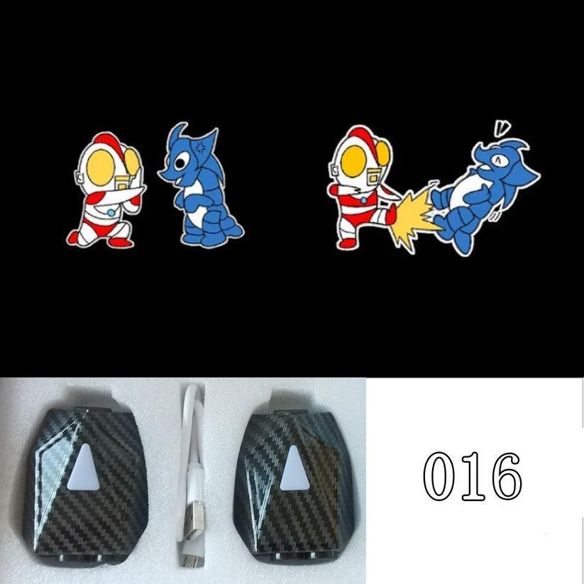 Car Welcome Light Cute Character Dynamic Projection Lamp Car Supplies 2 Pieces