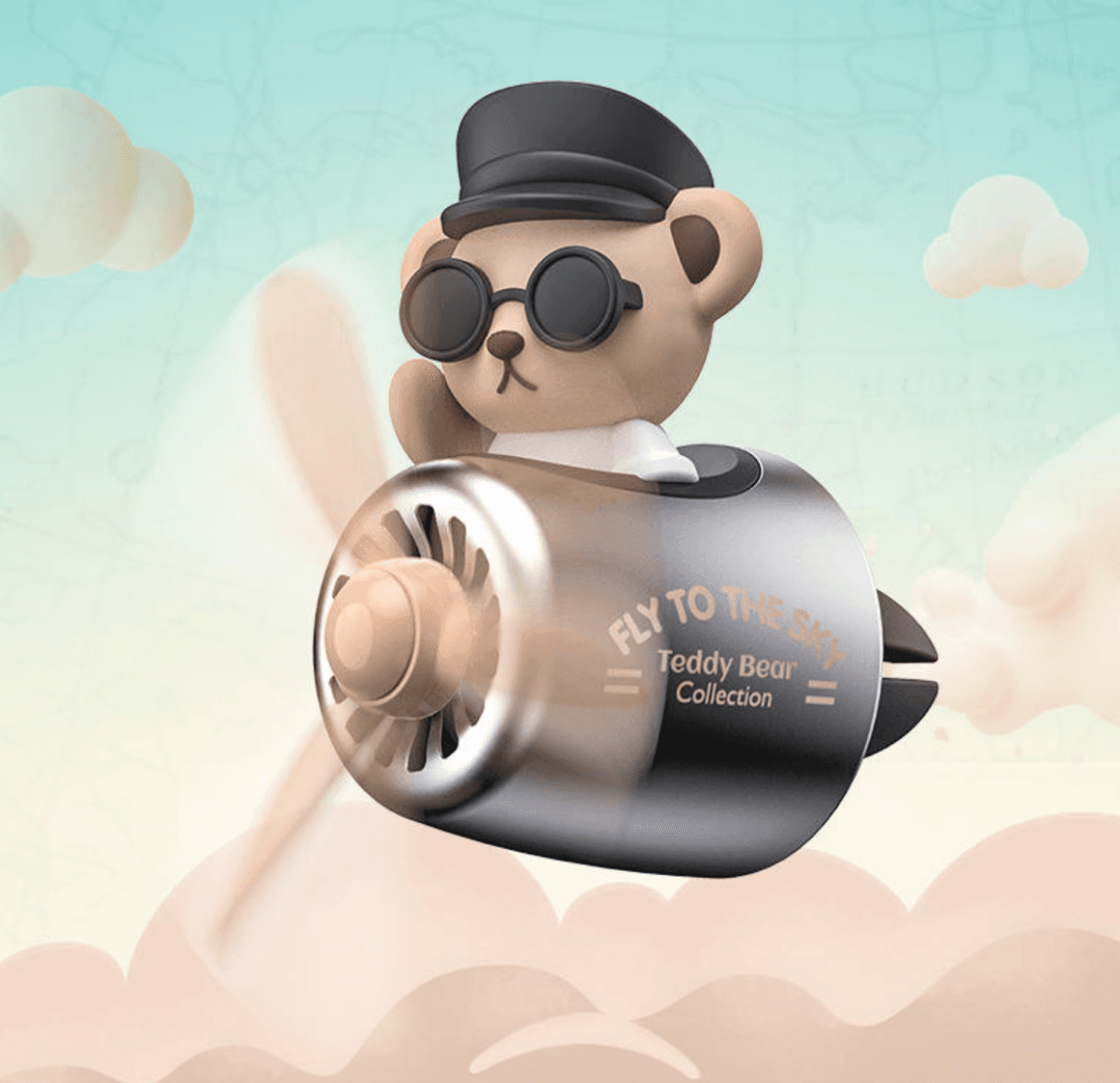 『Super popular car item』 Bear car air freshener | (fragrance 10 tablets) The ultimate design with a retro airplane and Bear