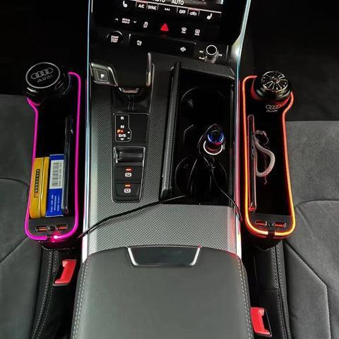 Car storage box, car seat gap storage box, USB colorful atmosphere light