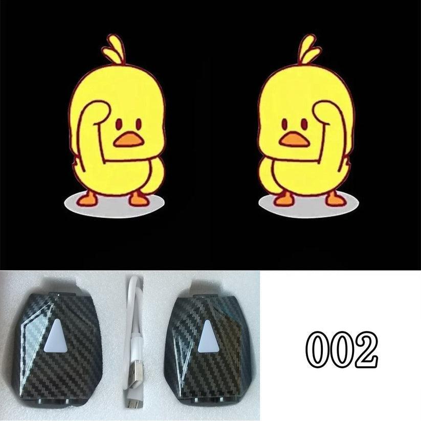 Car Welcome Light Cute Character Dynamic Projection Lamp Car Supplies 2 Pieces