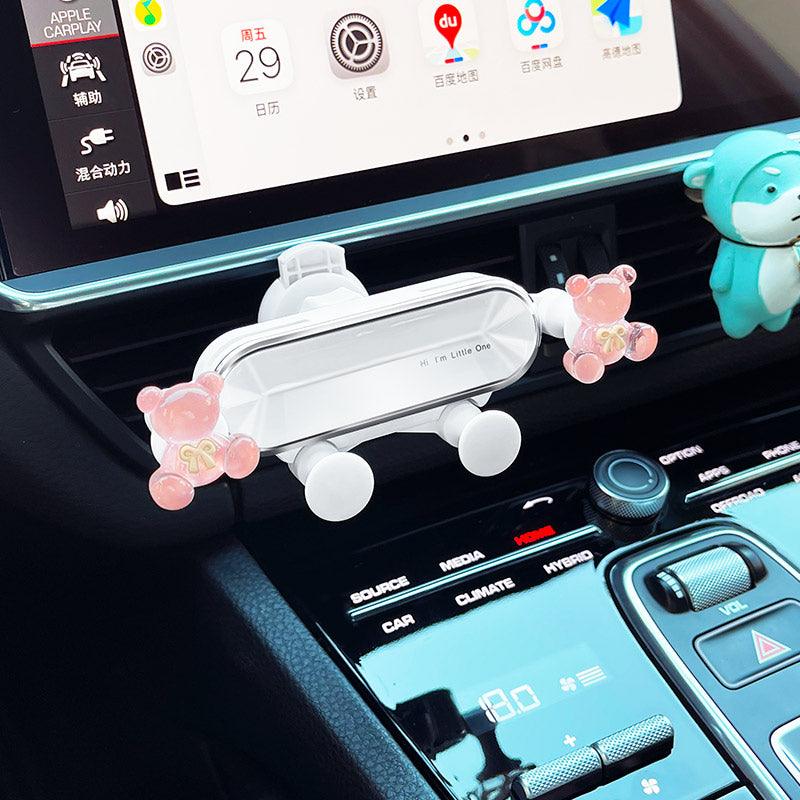 Transparent cute bear car smartphone stand | Convenient for one-handed use