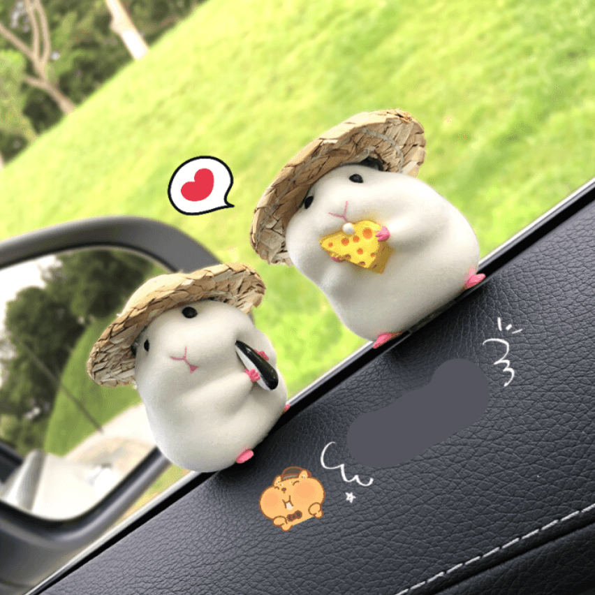 Hamster Toy Car Ornaments | 6.5x4cm Cute Hamster Ornament Resin Figure Decoration for Car Dashboard