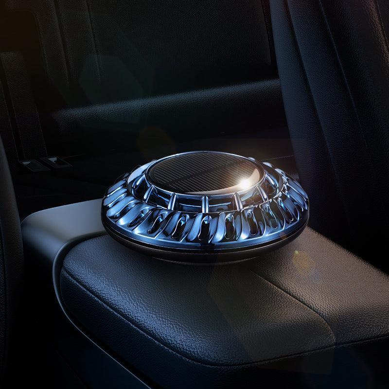 Car air freshener, solar rotating, quiet, comes with one individual scented ring, stand-alone air freshener