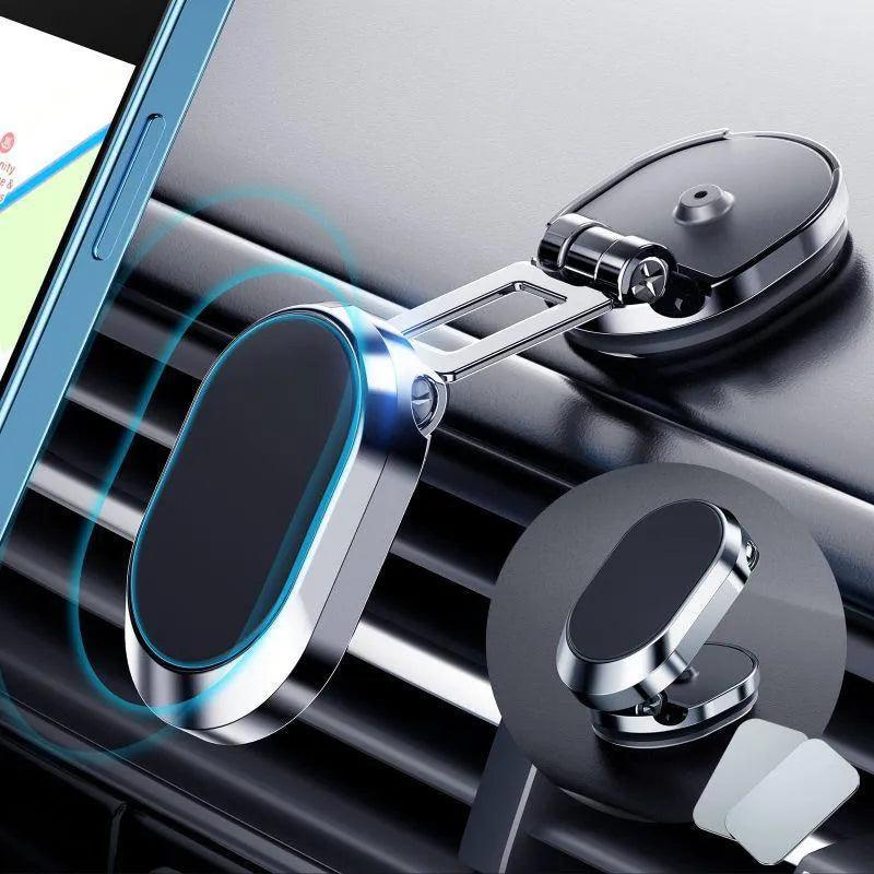 Car smartphone holder | 720 degree rotation, magnetic suction, foldable Note: This product requires a smartphone case and a sticker to be attached to the back of the smartphone.