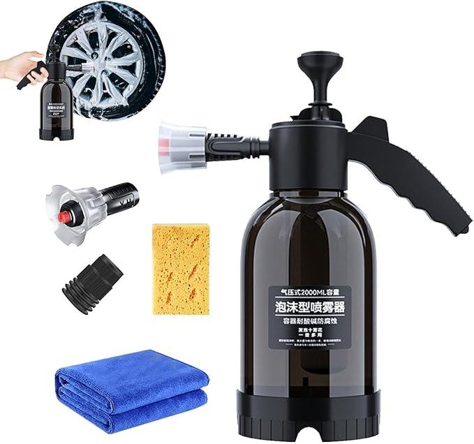 Foam Car Wash Spray | 2L Semi-Clear Water Bottle with Measuring Tape | Car Cleaning Supplies for Boat/Truck/Car Wash