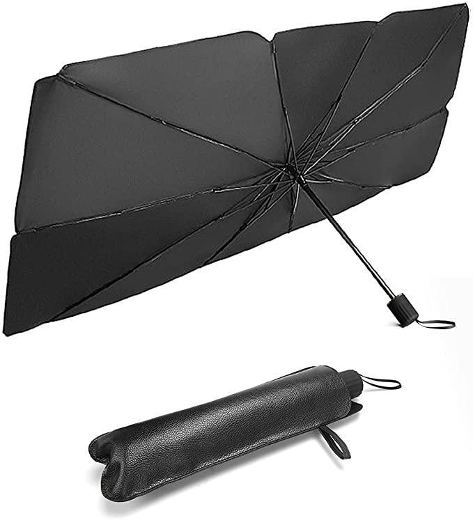 Car Sunshade, Light Car Sunshade, Folding Umbrella, Easy to Install, Convenient to Store, Light Blocking, Heat Blocking, Car Windshield Cover, Privacy Protection, UV Protection, Heat Protection, Storage Pouch Included