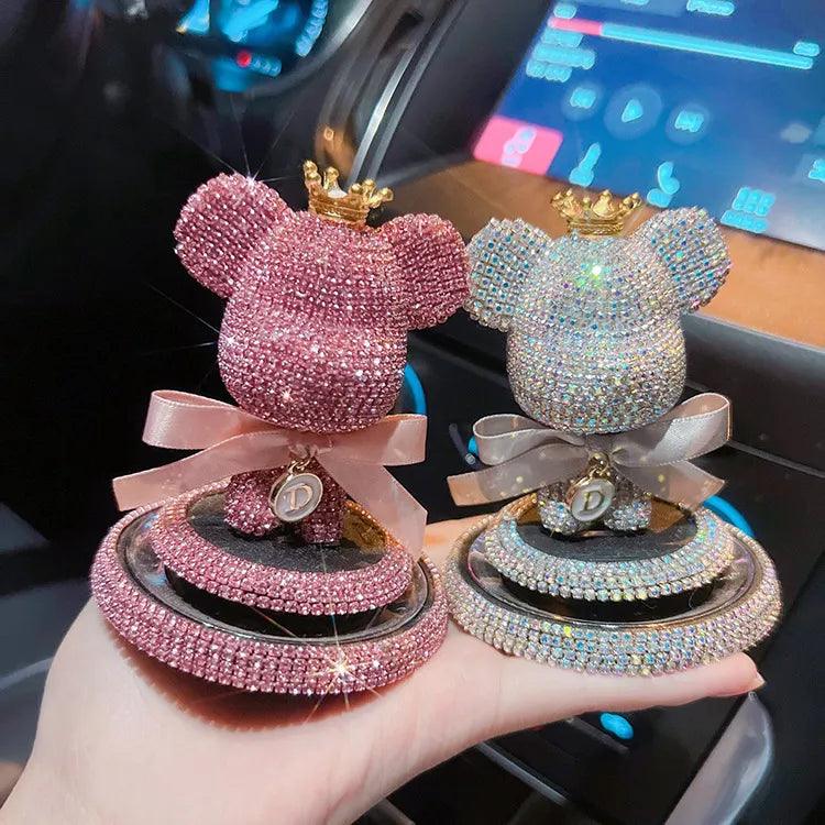 Car air freshener | Can be used with essential oils, aroma, cute bear, rhinestone, luxurious, attaches to car air conditioner vent, car accessories