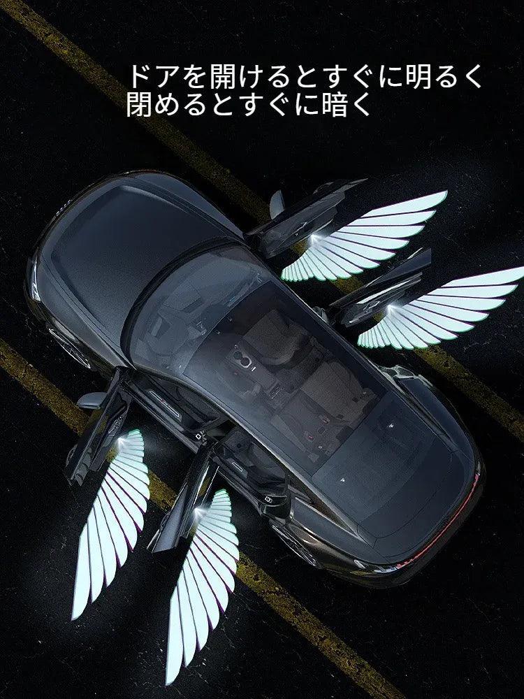 車ドアライト|車用品・カー用品・ドアウィング・汎用・カーアクセサリー・穴あけない・電池必要・光る・2点セット/4点セット