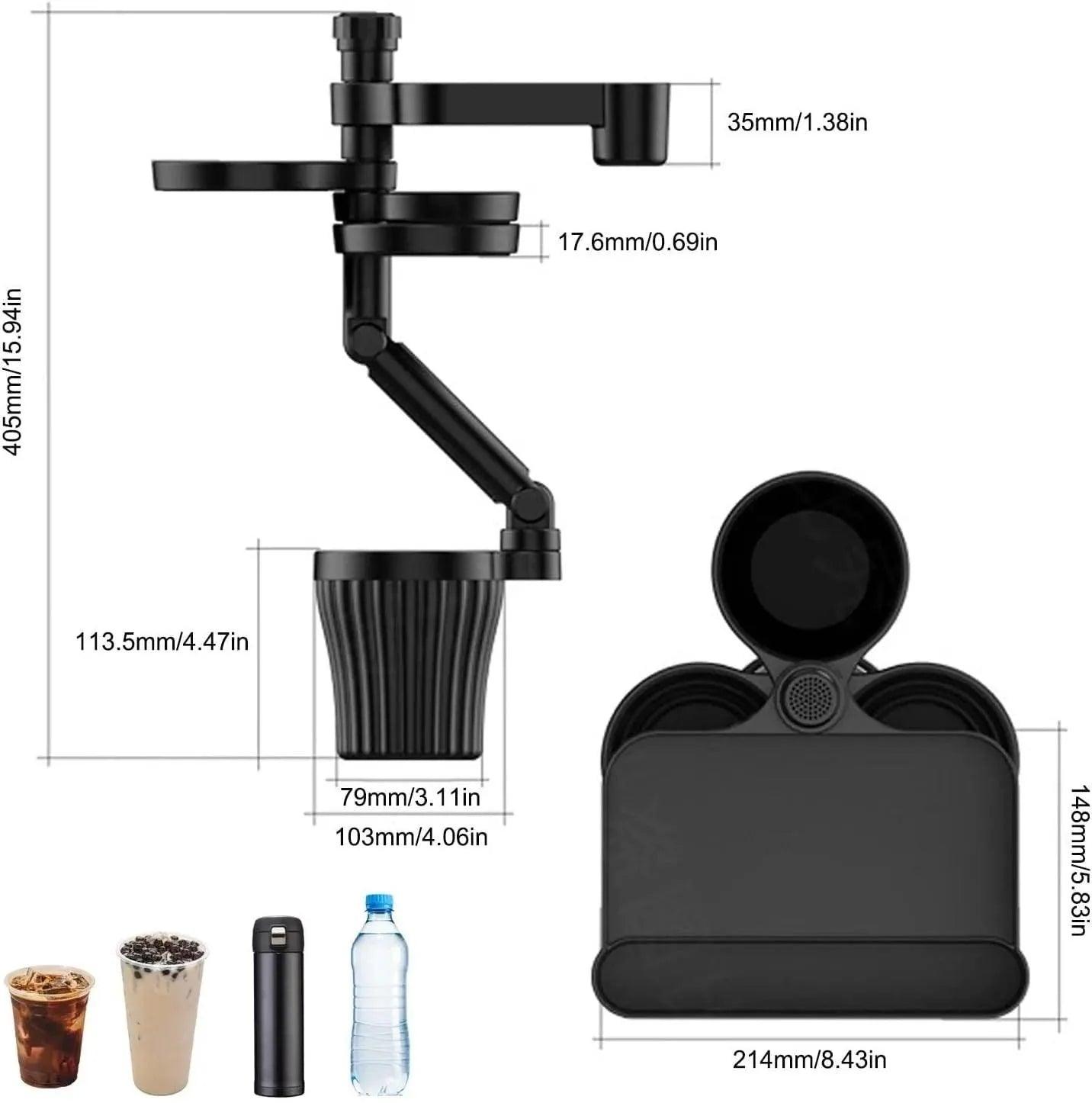 Car & Sports Goods Specialty Store Car Drink Holder with Tray | Car Supplies, Storage Supplies, Car Cup Holders, Rotating, Large Capacity