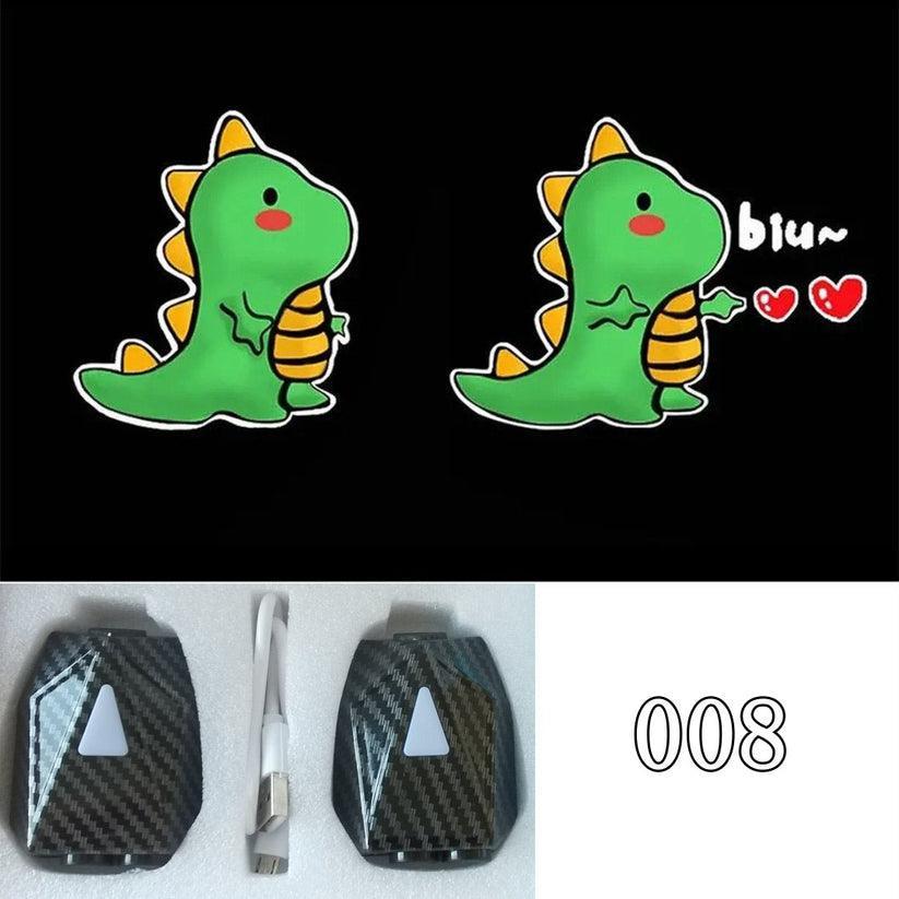 Car Welcome Light Cute Character Dynamic Projection Lamp Car Supplies 2 Pieces