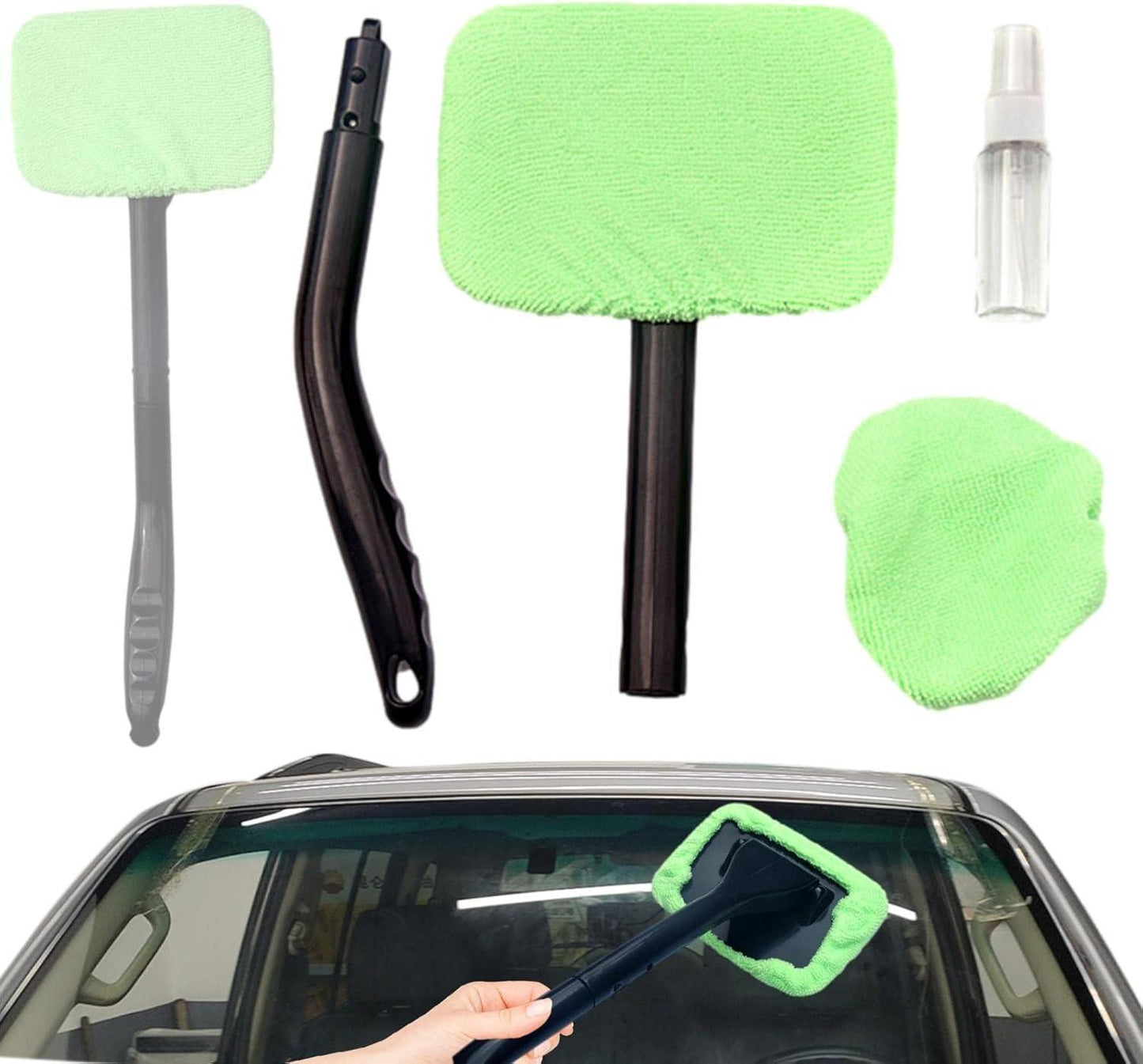 Car Window Cleaner Brush - Windshield Wiper Microfiber Brush Kit | Vehicle Window Anti-Fog Dust Removal Cleaning Brush Kit with Buckle Mounting