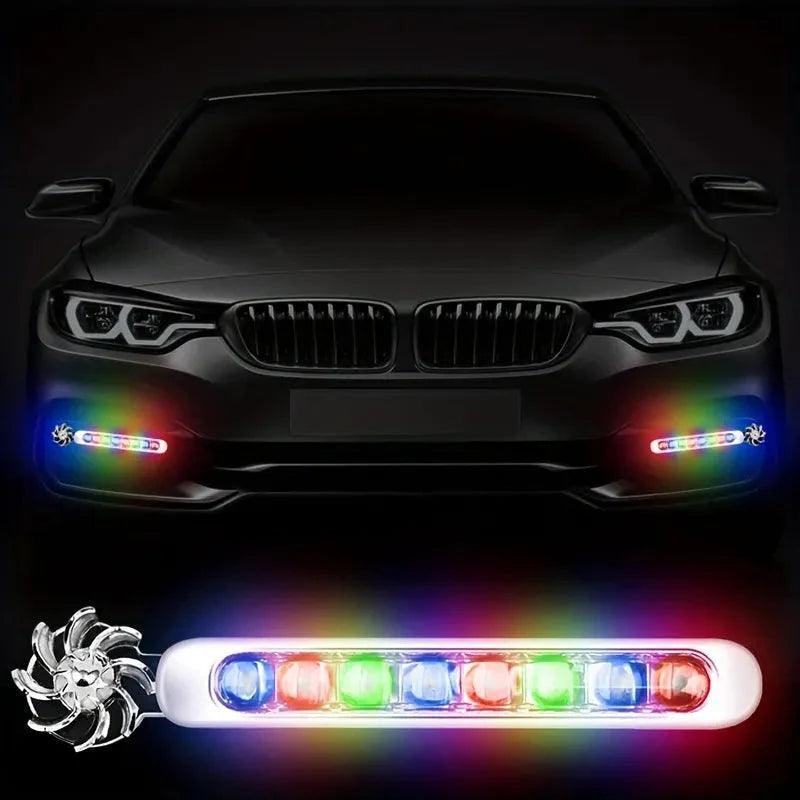 Car Light Accessories | 1pac Wind-powered LED Fan Light, Set of 2, Car, Decorative, Light, Accessories, Cool