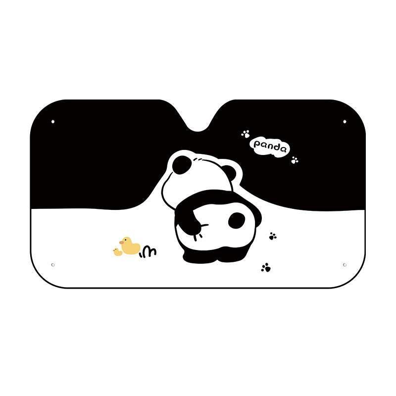 Car sunshade | Sunscreen, summer, panda, UV protection, cartoon, car, sunshade, cute, cools down