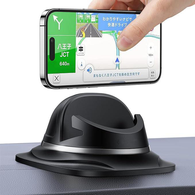 スマホホルダー 車 置くだけ スマホスタンド 車 【強力な粘着パット&業界①のクリップ力】 角度調整可能 車載スマホホルダー