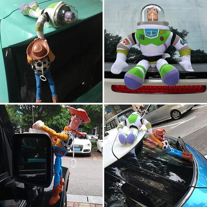 Car exterior products, car exterior, car stickers, car emblems, Woody plush toys, Buzz Lightyear plush toys, car decorations, cute, cool, fun, soothing, car decorations, automobiles
