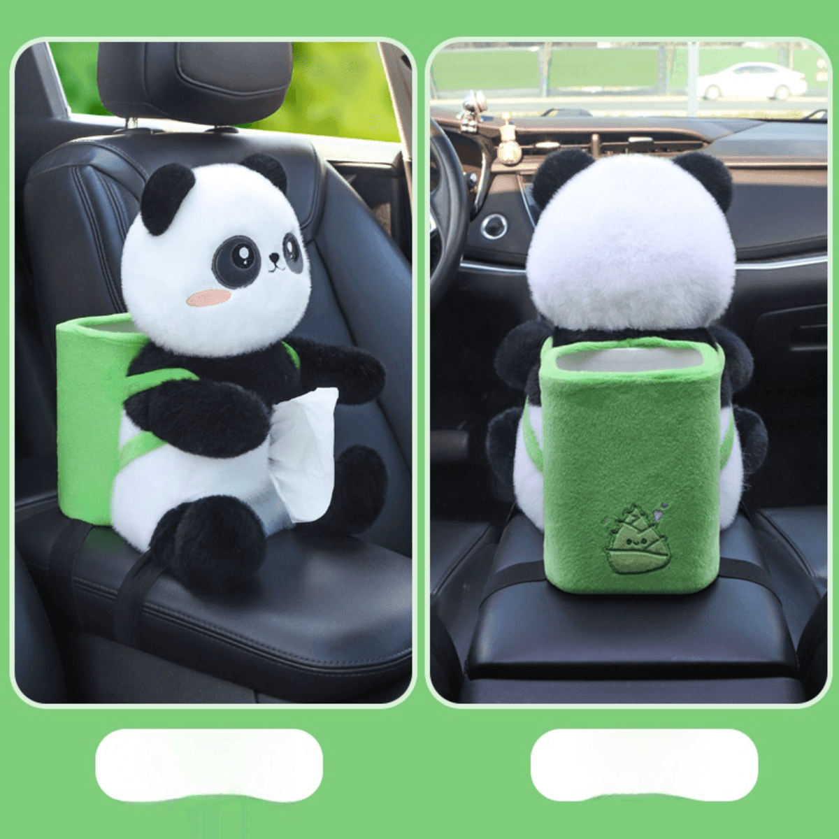 Car tissue box, trash can, 2-in-1 | Panda, cute, multi-function, car armrest box, tissue box, cartoon, accessories, car decoration