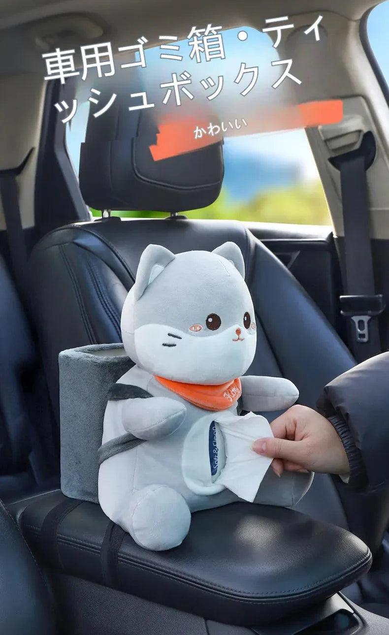 Car tissue box, trash can, 2-in-1 | Panda, cute, multi-function, car armrest box, tissue box, cartoon, accessories, car decoration