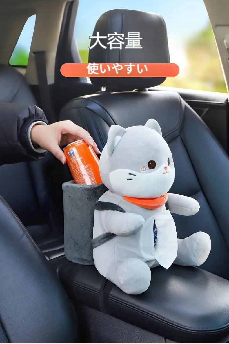 Car tissue box, trash can, 2-in-1 | Panda, cute, multi-function, car armrest box, tissue box, cartoon, accessories, car decoration