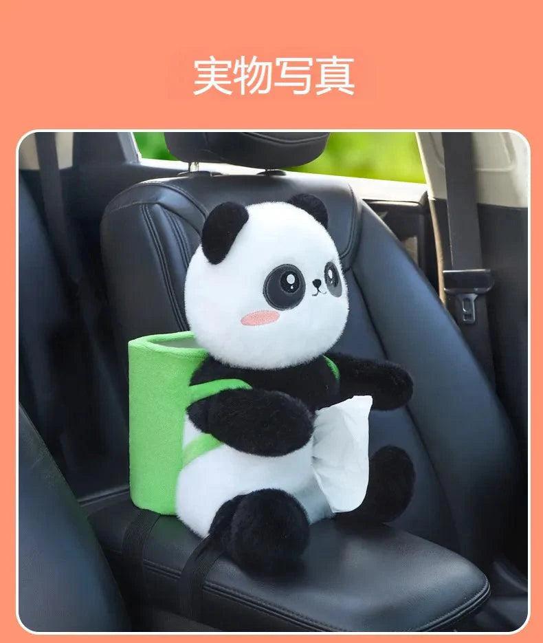 Car tissue box, trash can, 2-in-1 | Panda, cute, multi-function, car armrest box, tissue box, cartoon, accessories, car decoration