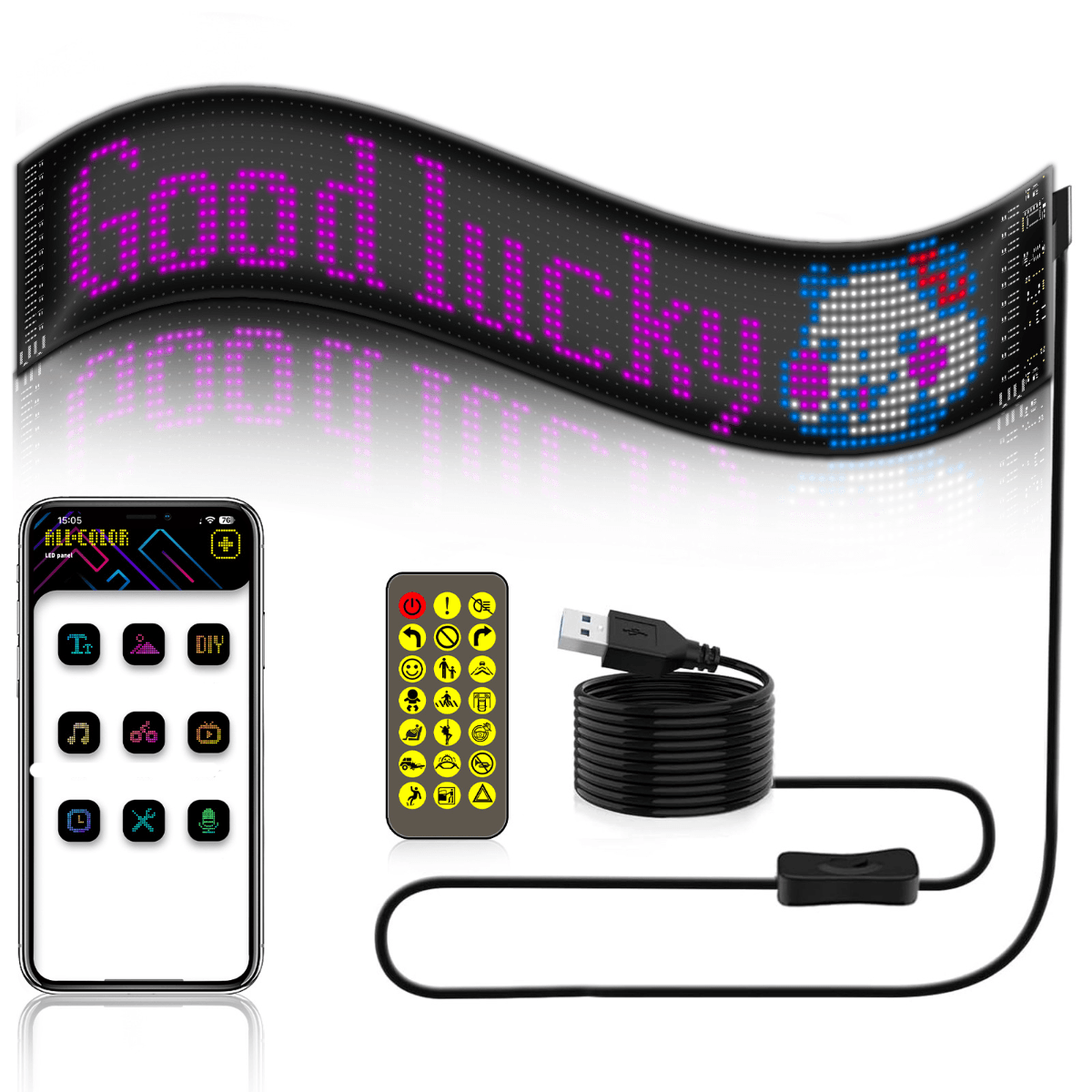 LED flexible display | For cars, Bluetooth compatible, advertising, smart, car sticker, IP65 waterproof, soft display