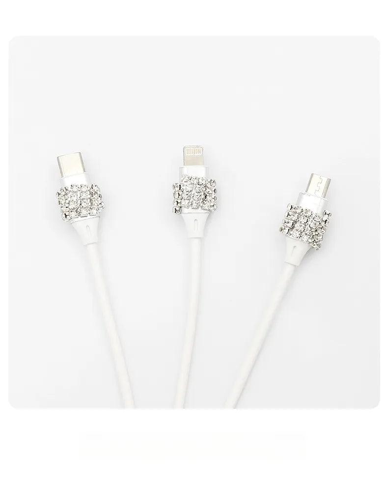 Multi-function car charging cable | 3-in-1, Android, Lightning, Type-C port, wide compatibility, convenient, multi-purpose